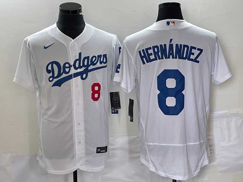 Men%27s Los Angeles Dodgers #8 Kike Hernandez Number White Stitched Flex Base Nike Jersey->los angeles dodgers->MLB Jersey